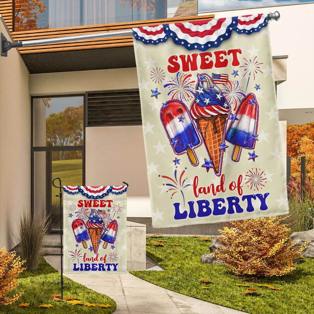 Patriotic Ice Cream 4th Of July Sweet Land of liberty Flag TQN1183F
