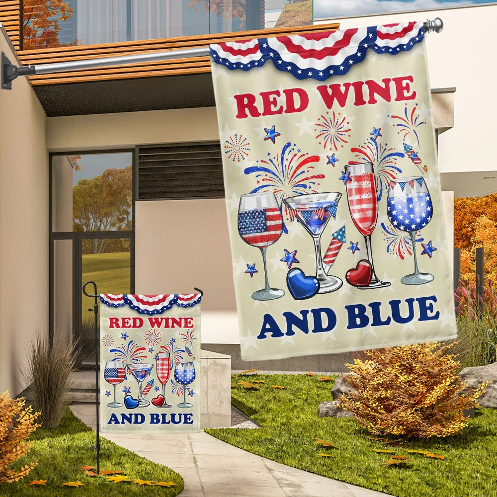 Red Wine And Blue 4th Of July Flag TQN1186F