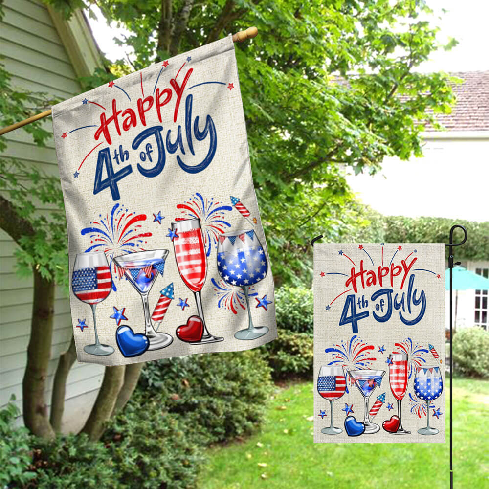 4th Of July Red White And Blue Wine Patriotic Flag TQN1171F