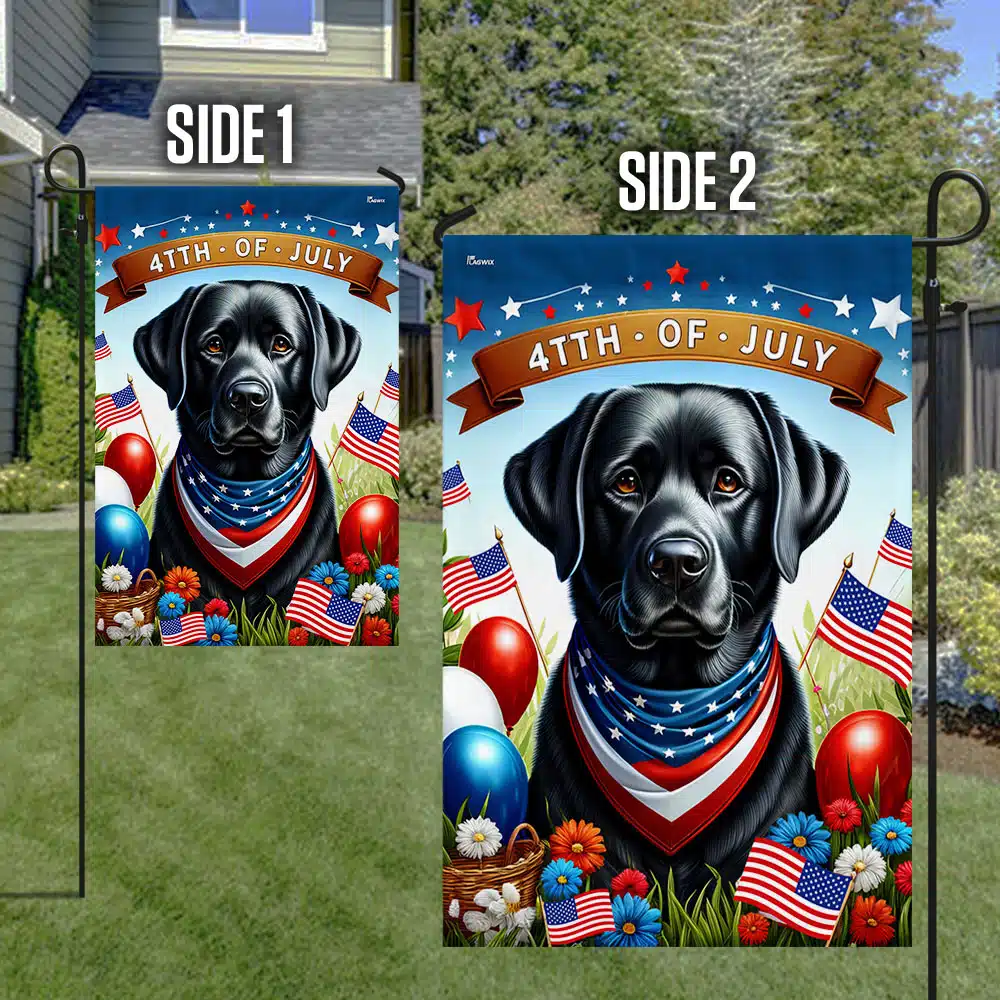 Black Labrador Retriever Dog 4th Of July Flag TQN2983F