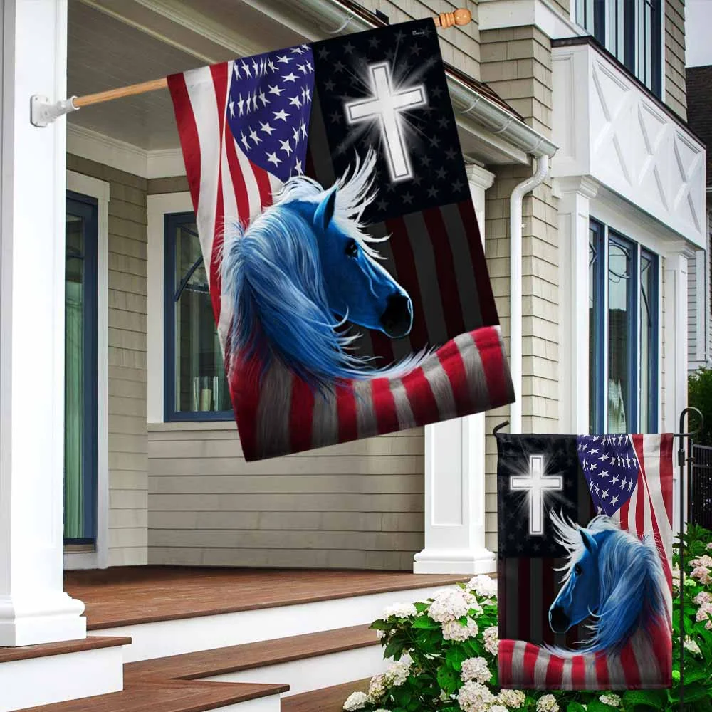 Patriotic Horse Cross 4th Of July American Flag TQN1257F
