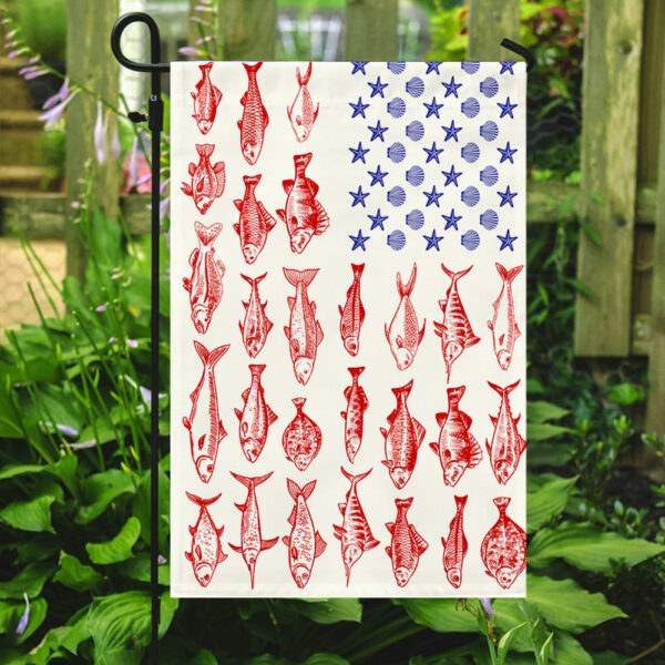Fish Sea Shells American Flag MLN416F