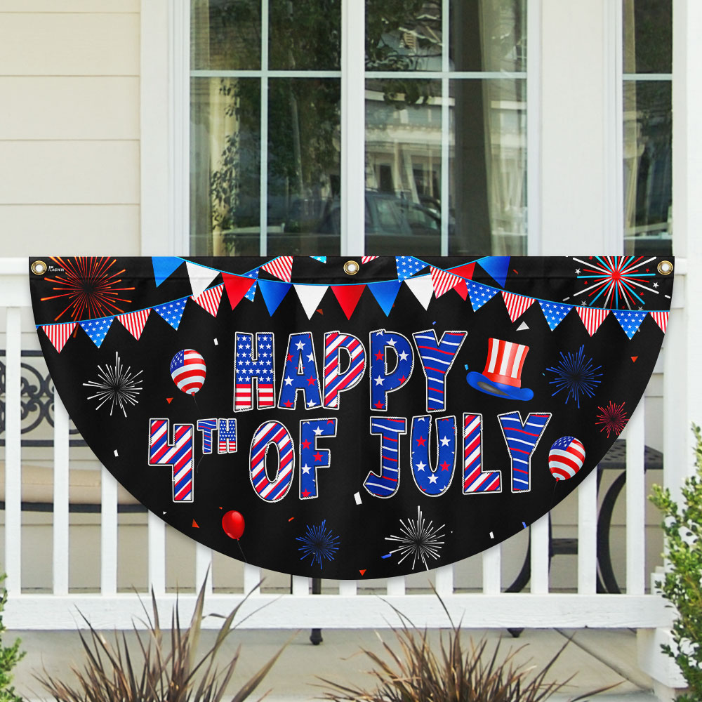 Happy 4th Of July Non-Pleated Fan Flag