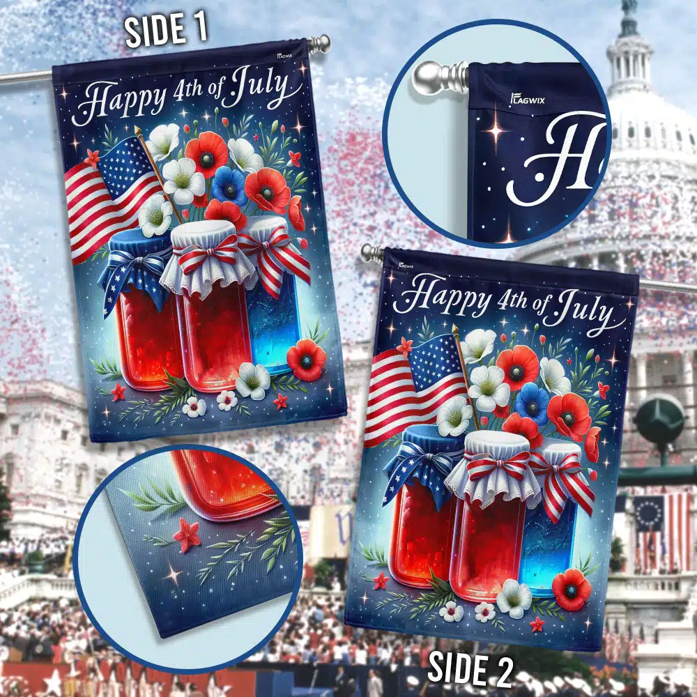 Happy 4th Of July Patriotic Flowers Floral Independence Day Flag TQN3047F
