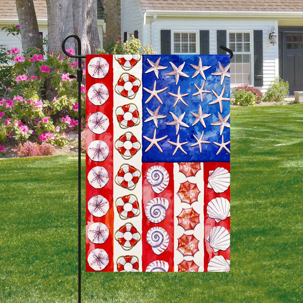 Patriotic Summer Beach Starfish American Flag