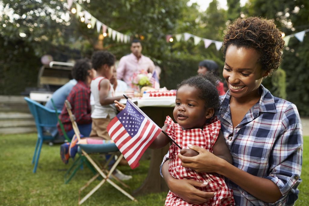 flag at 4th July garden party