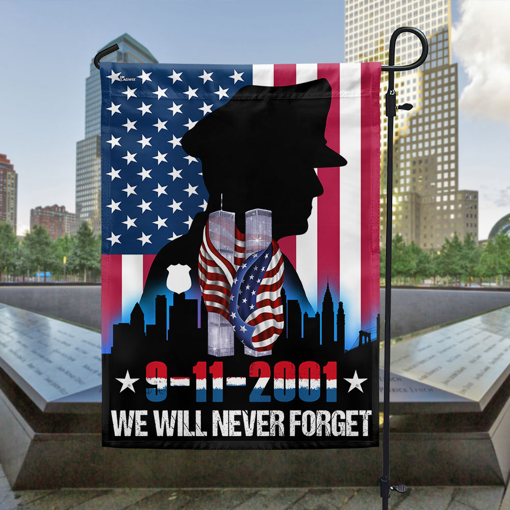 Patriot Day We Will Never Forget 911 NYPD Thin Blue Line Flag MLN1582Fv1