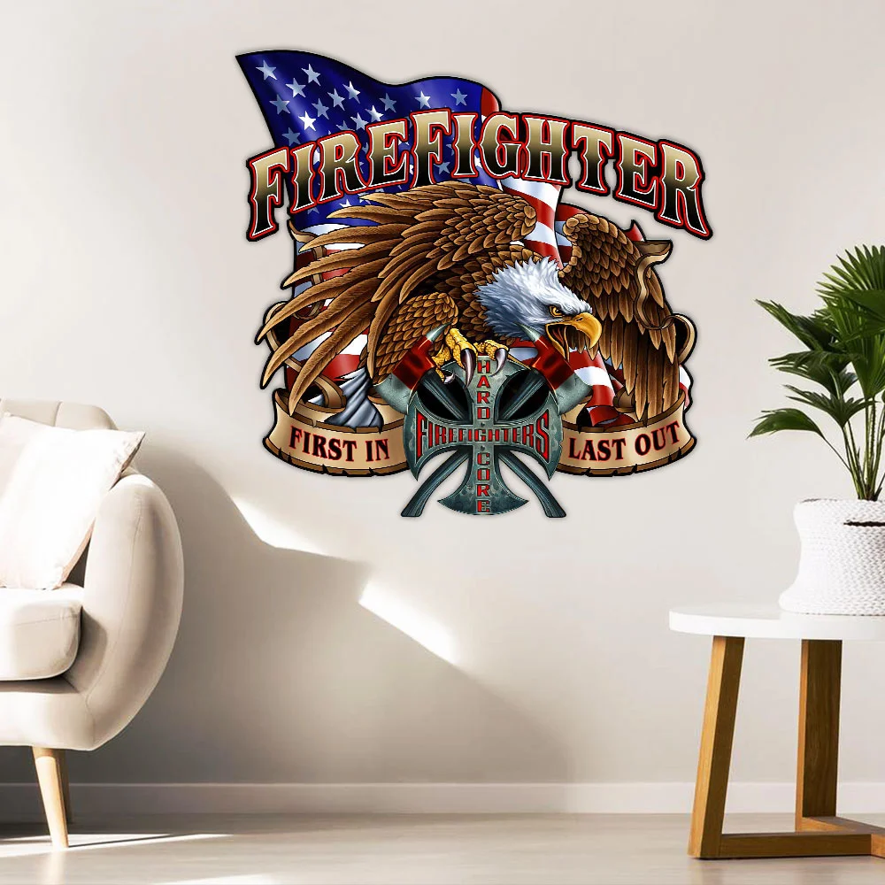 Firefighter Hanging Metal Sign Firefighter Hard Core LNT174MS