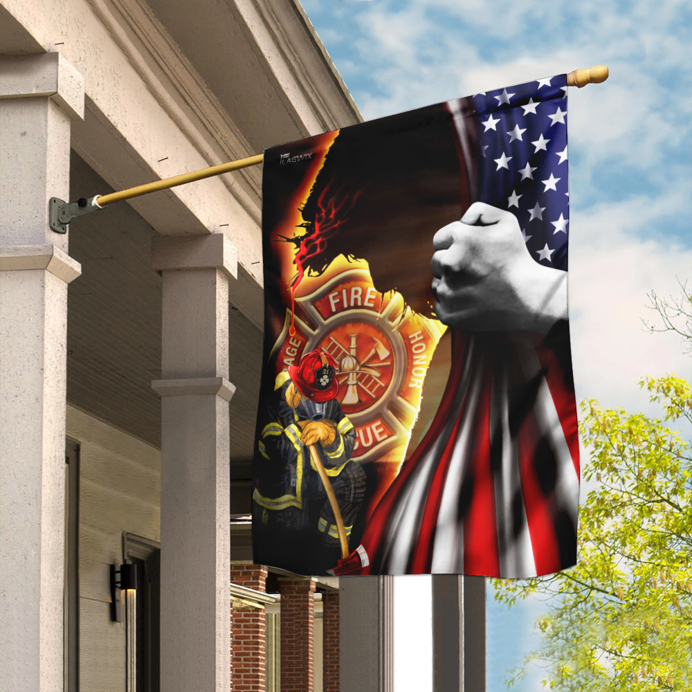 Firefighter Jesus Christian American Flag