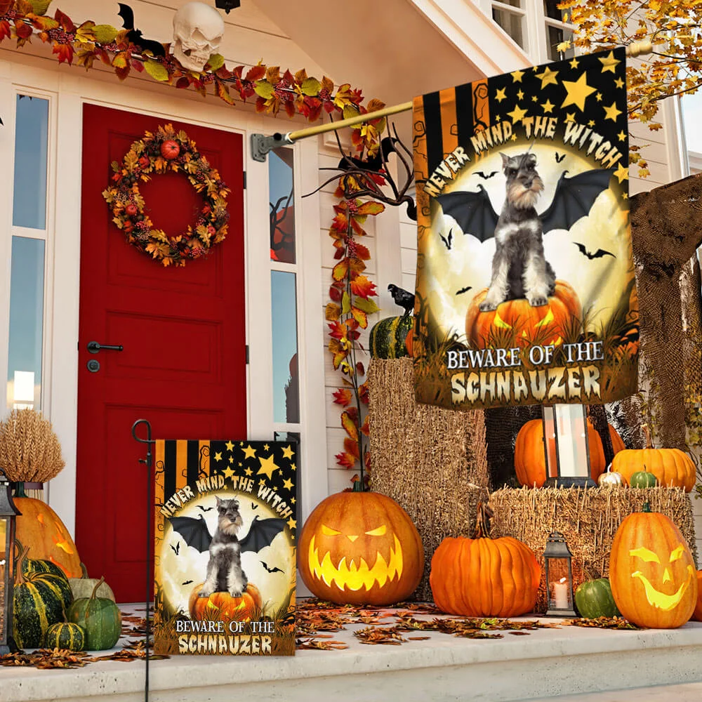 Beware Of The Schnauzer Halloween Flag TPT346Fv1