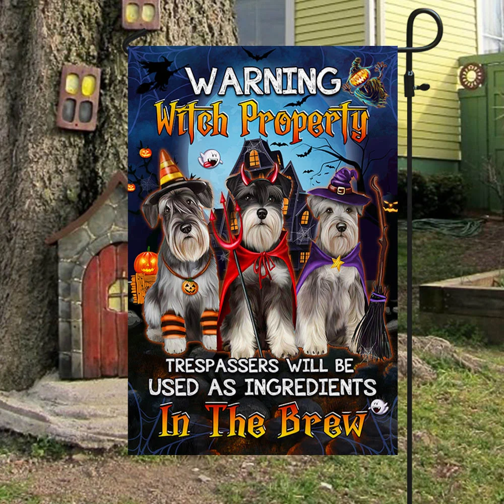 Schnauzer Flag Trespassers Will Be Used As Ingredients Halloween Schnauzer MLH1832F