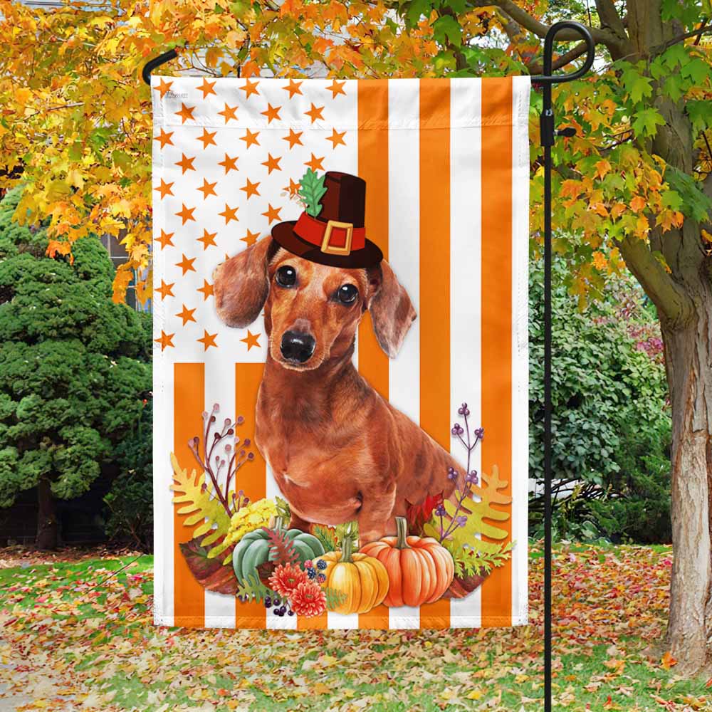Halloween Dachshund American Flag Happy Thanksgiving Dachshund Flag MLN1770F