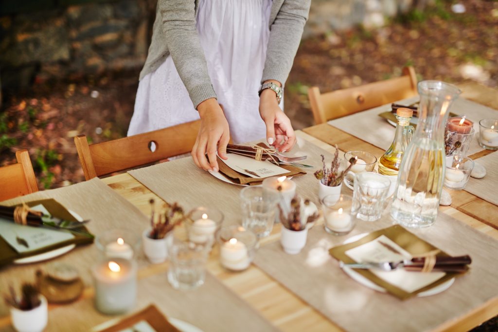Serving Thanksgiving table