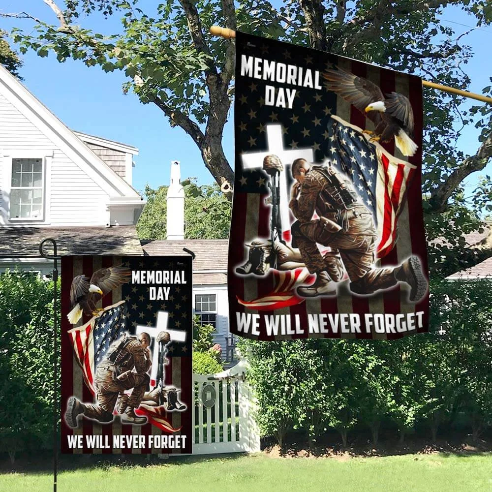 Memorial Day. Remember and Honor Veteran American Eagle Flag