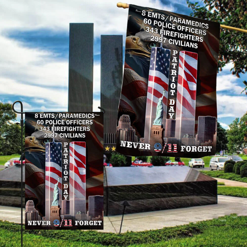 Never Forget 9/11 Patriot Day Eagle American Flag MLN1747F