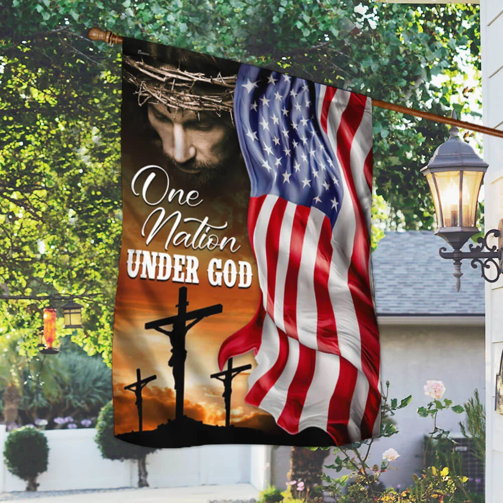 One Nation Under God, Jesus Christian American Eagle Flag TPT846Fv1