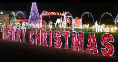 large outdoor lighted merry christmas sign