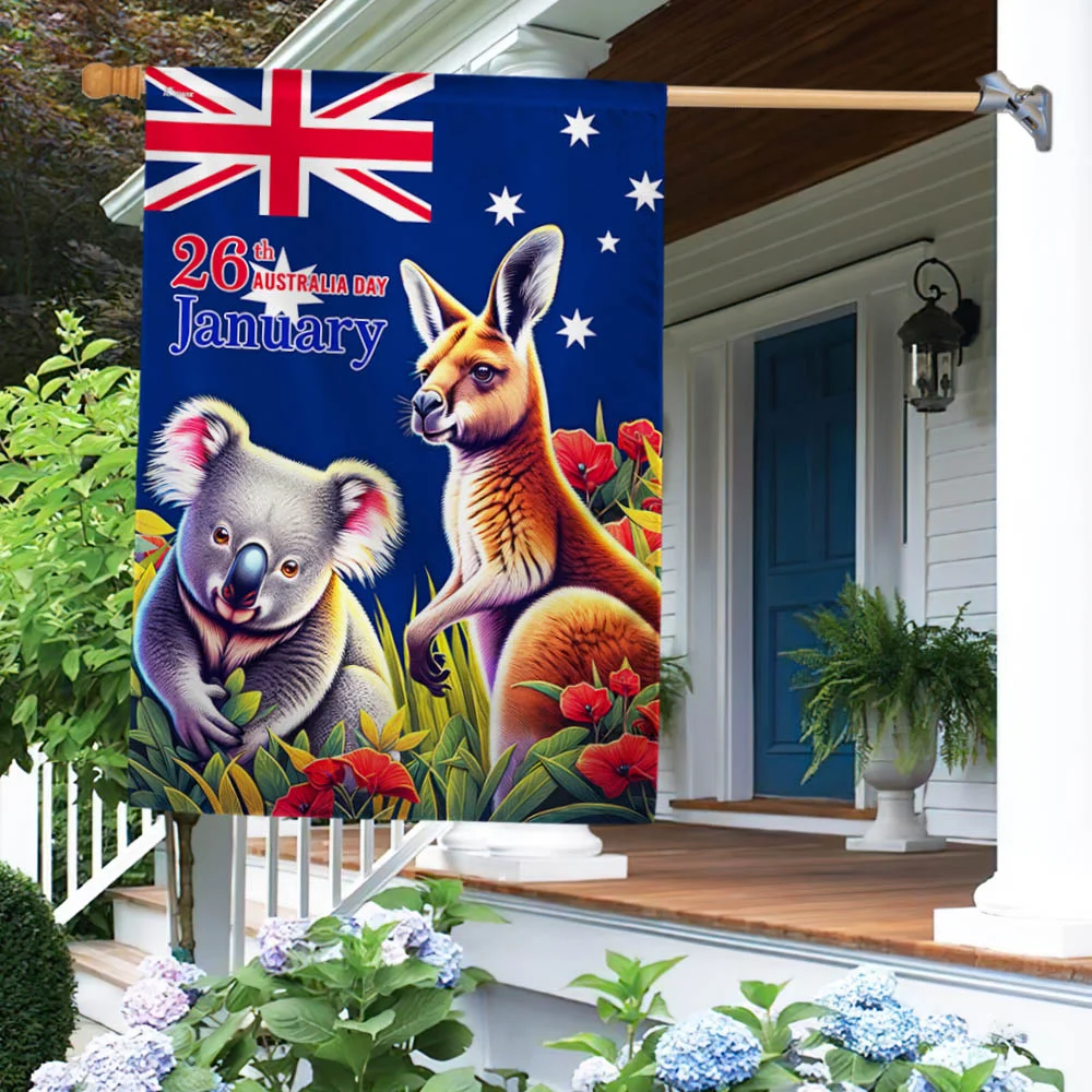 Koala Kangaroo Australia Flag Happy Australia Day 26th January Flag