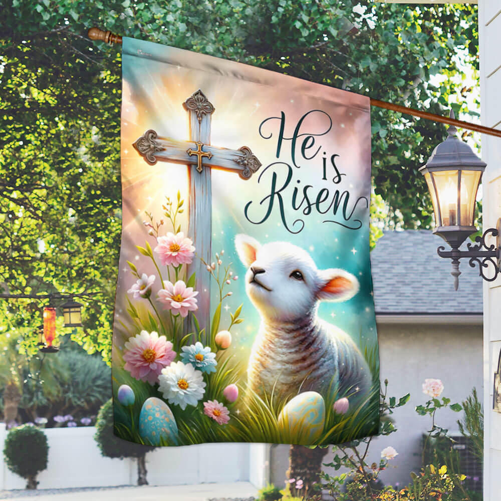 Easter Day Lamb Christian Cross He Is Risen Flag MLN2378F