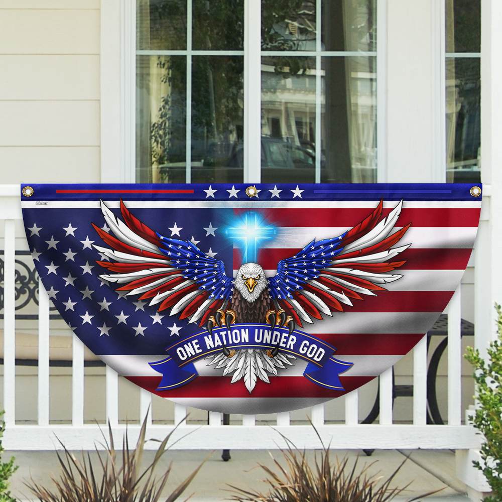 One Nation Under God Patriotic Eagle Non-Pleated Fan Flag TQN2650FL