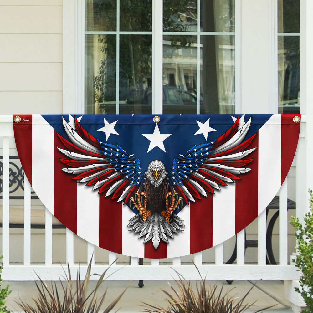 Patriotic Eagle American Non-Pleated Fan Flag