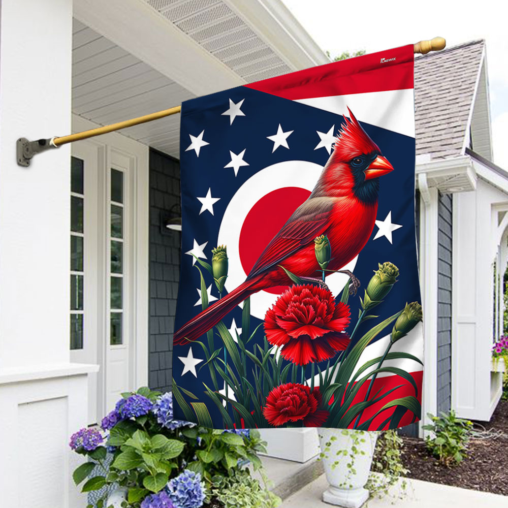 FlagwixOhio State Cardinal and Scarlet Carnation Flower Flag