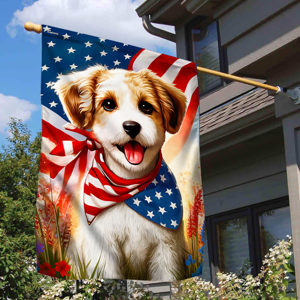 Flagwix Patriotic Jackapoo Dog American Flag