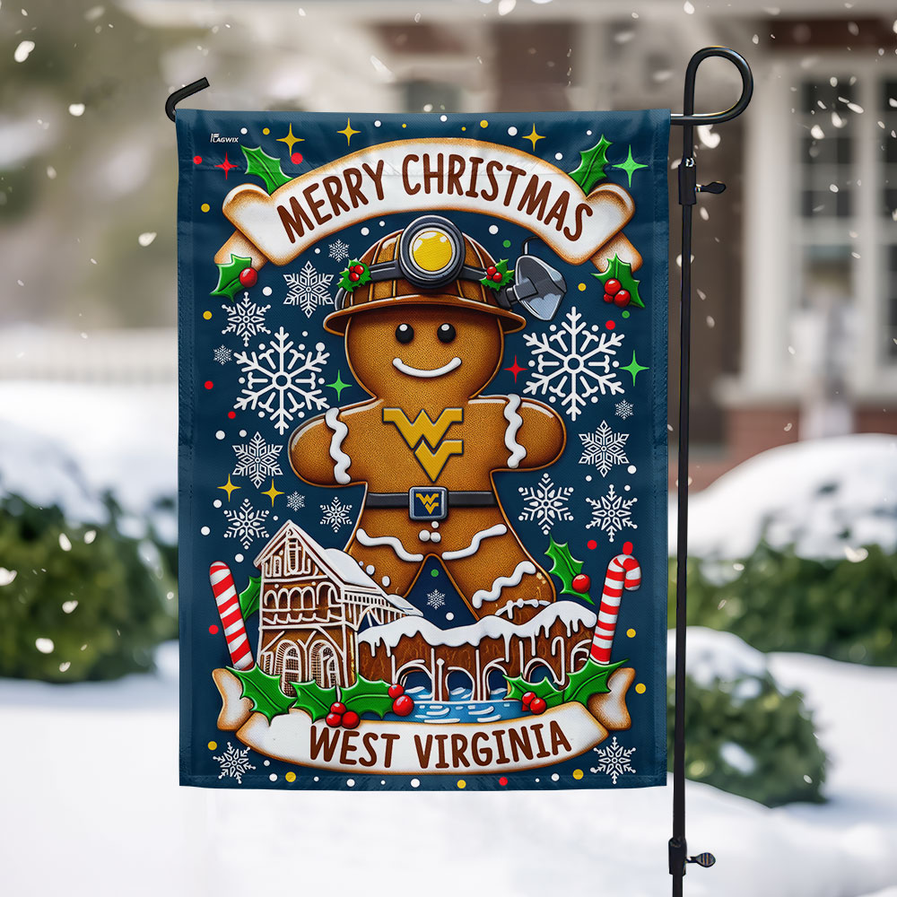 Gingerbread Merry Christmas West Virginia Flag