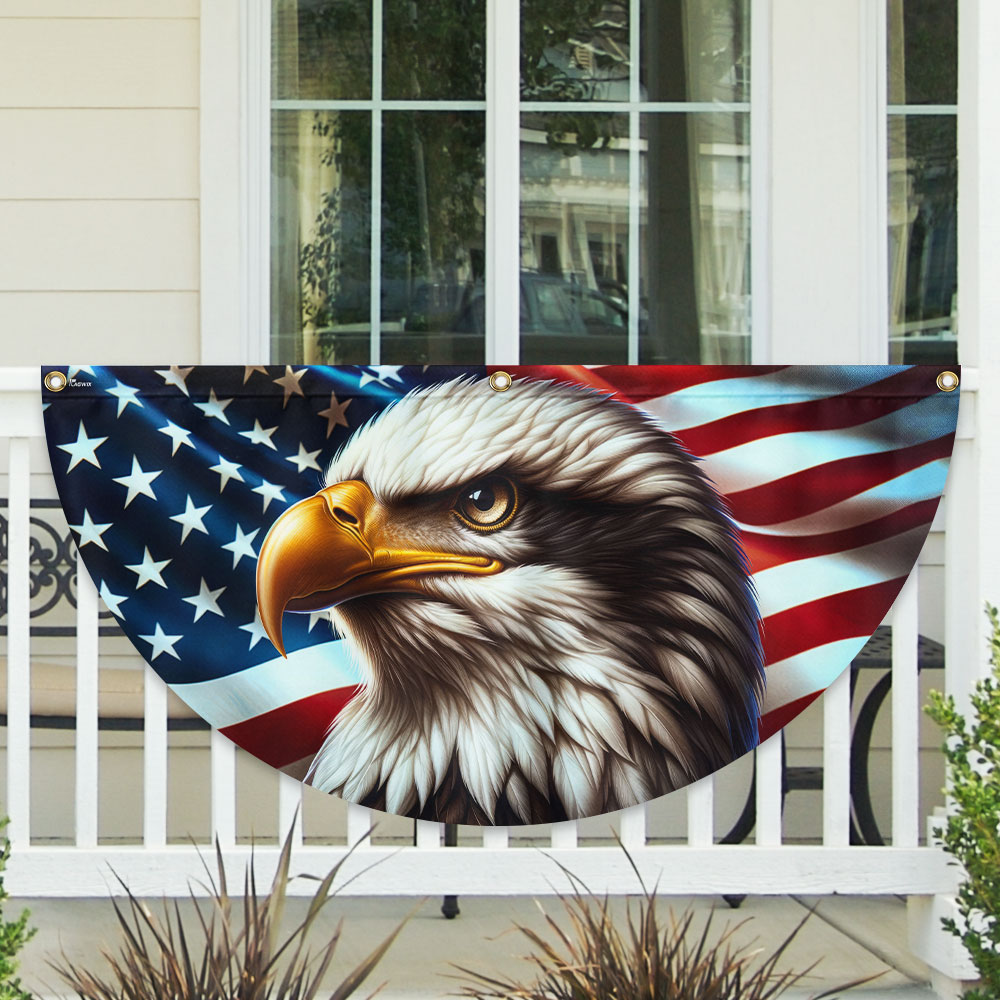 Patriotic Eagle American Non-Pleated Fan Flag