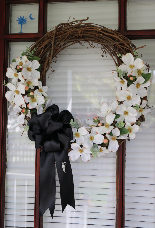Integrate dogwood flowers into wreaths