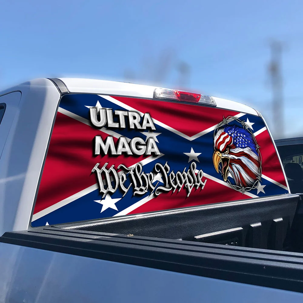 Ultra MAGA We The People Southern Confederate Flag Rear Window Decal TQN145CDv1