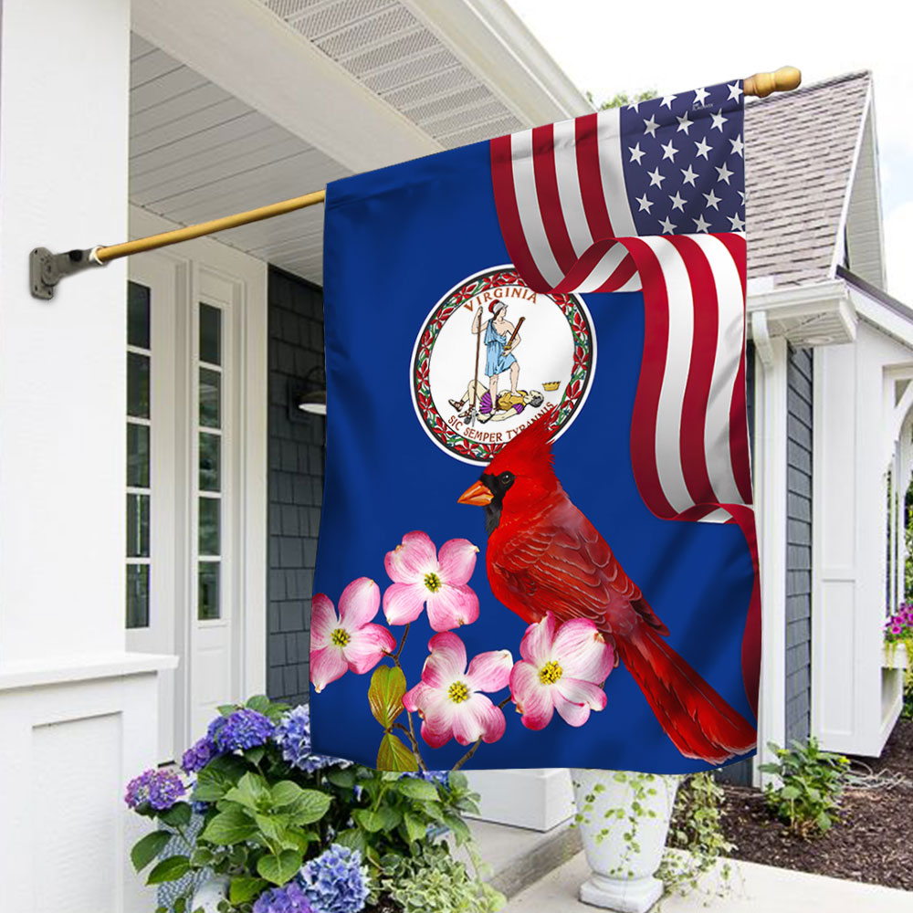 Virginia State Cardinal and Dogwood Flower Flag