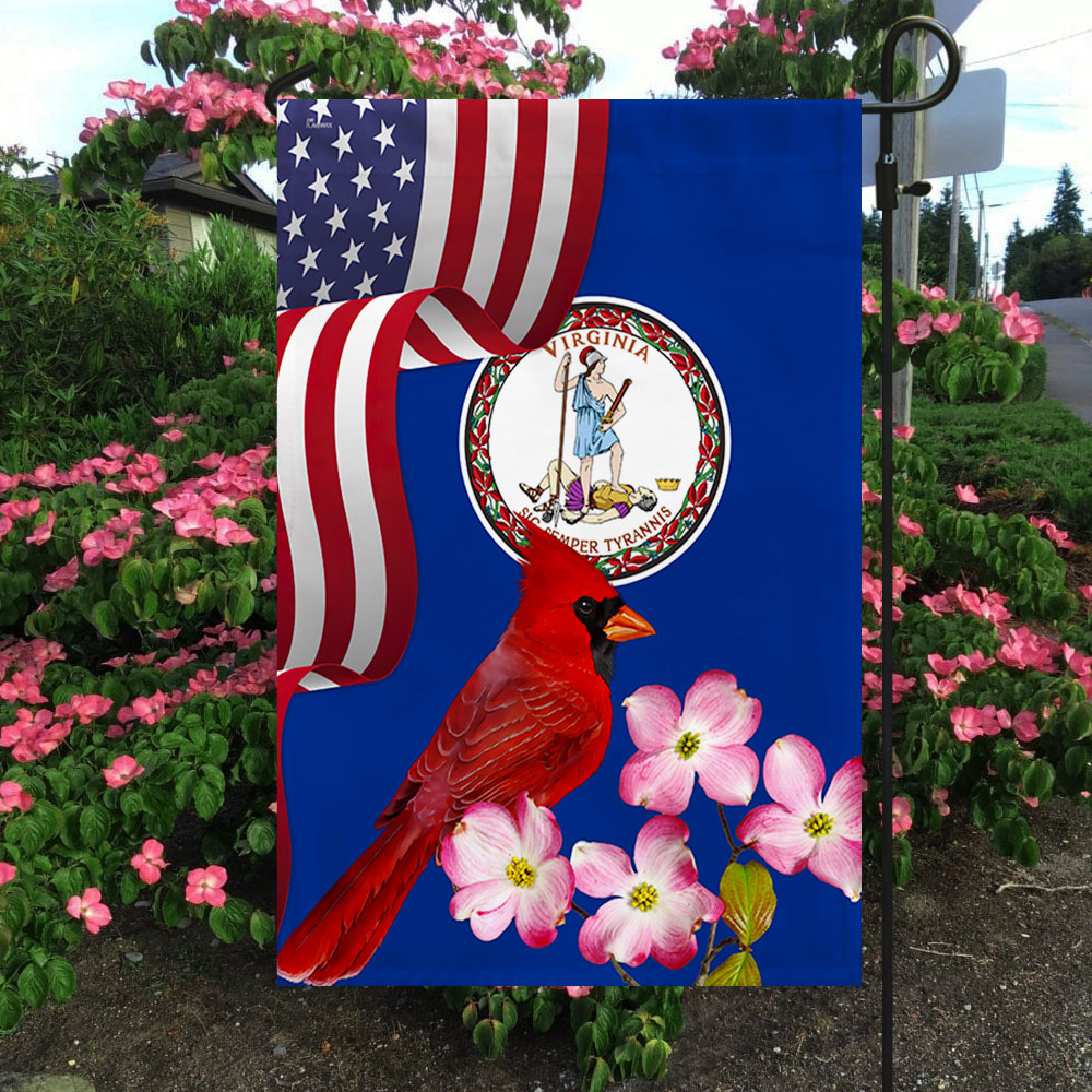 Virginia State Cardinal and Dogwood Flower Flag