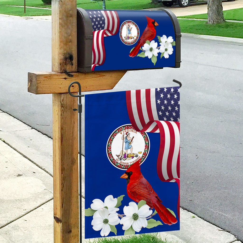 Virginia State Cardinal and Dogwood Flower Garden Flag & Mailbox Cover