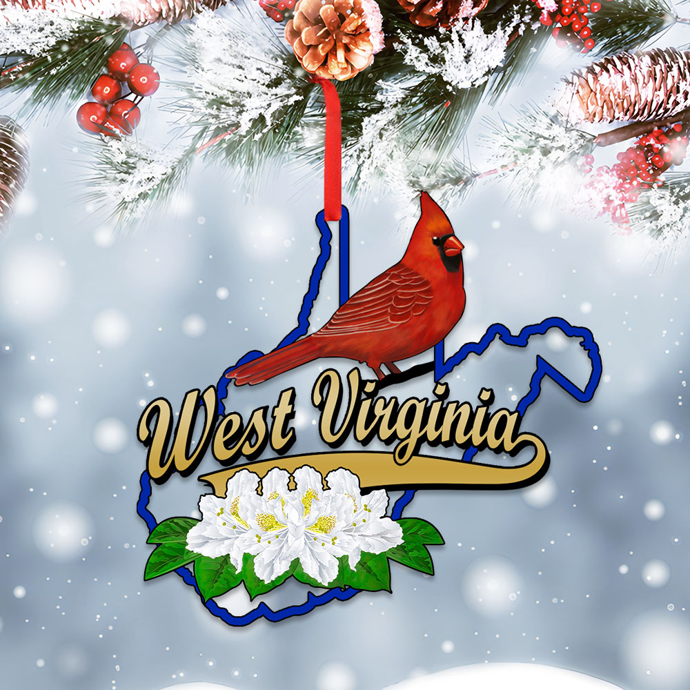 West Virginia Map Christmas Ornament