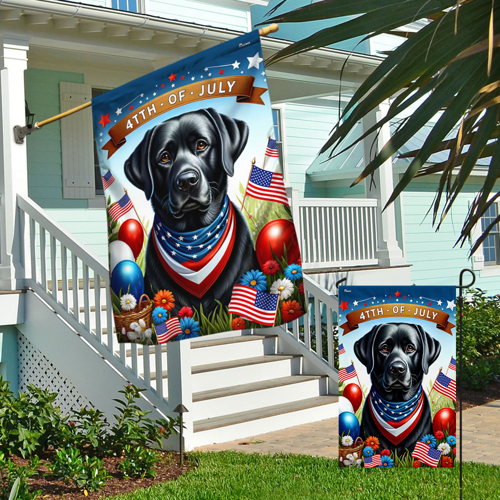 Black Labrador Retriever Dog 4th Of July Flag TQN2983F