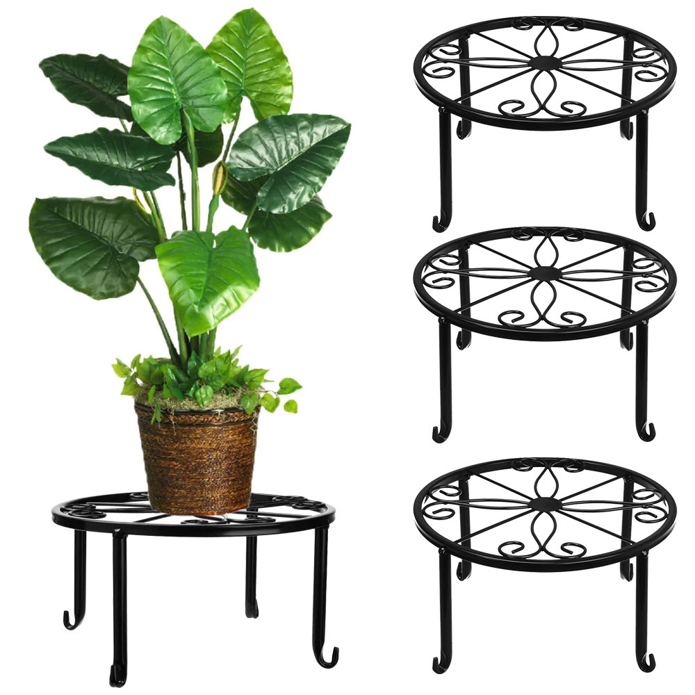 FLAGWIX Black Iron Plant Stand Outdoor