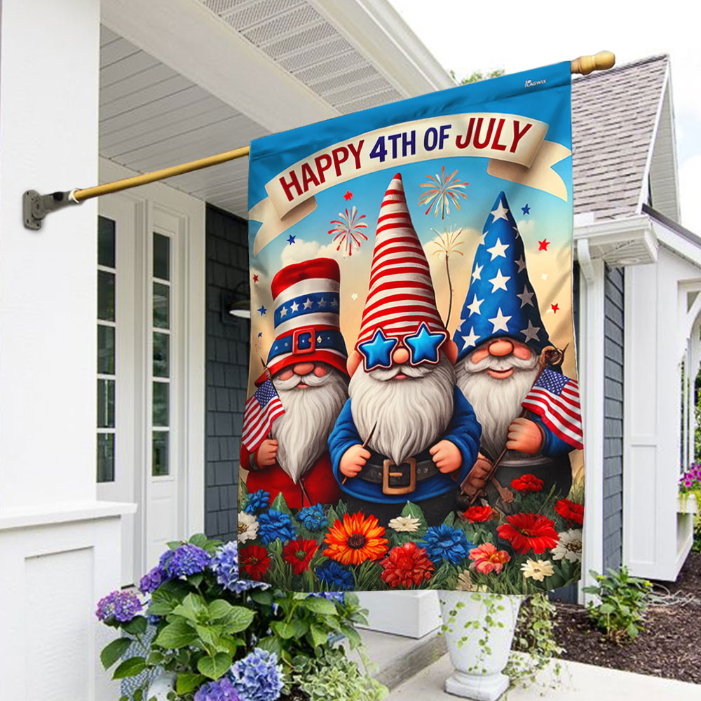 Gnomes Happy 4th Of July Independence Day Flag