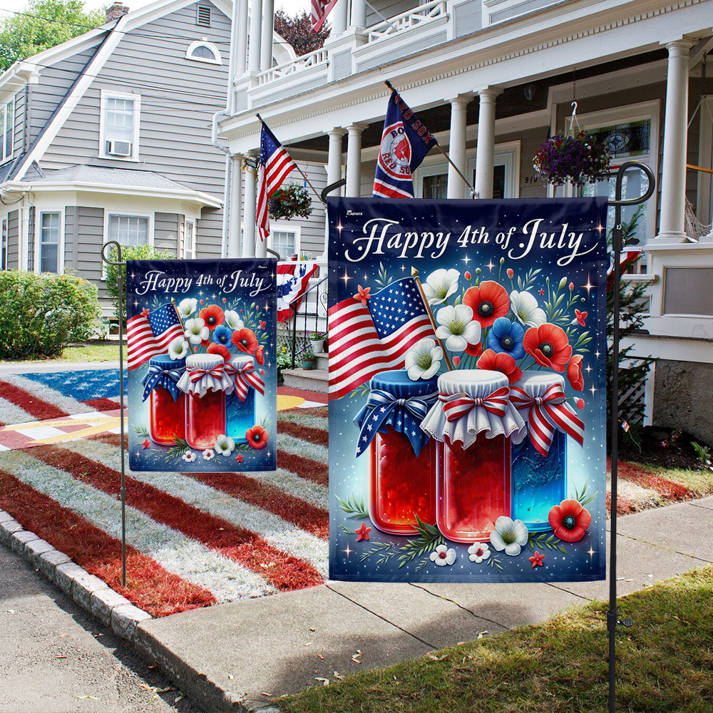 Happy 4th Of July Patriotic Flowers Floral Independence Day Flag TQN3047F
