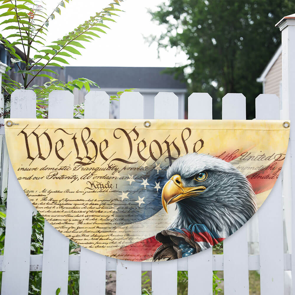 Happy 4th Of July, We The People. Patriotic American Eagle Non-Pleated Fan Flag