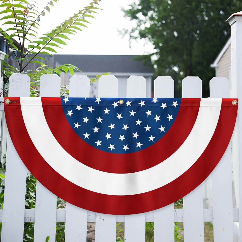 July 4th American Non-Pleated Fan Flag