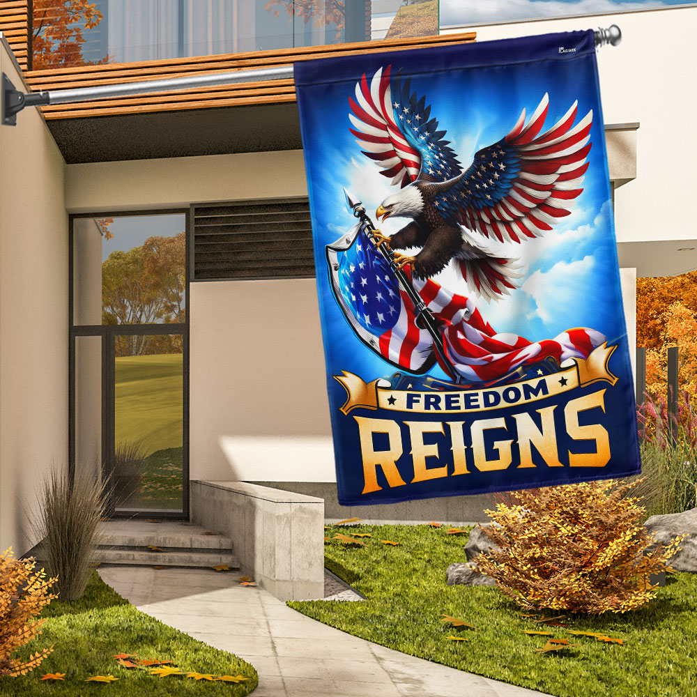 Patriotic Eagle Freedom Reigns Flag