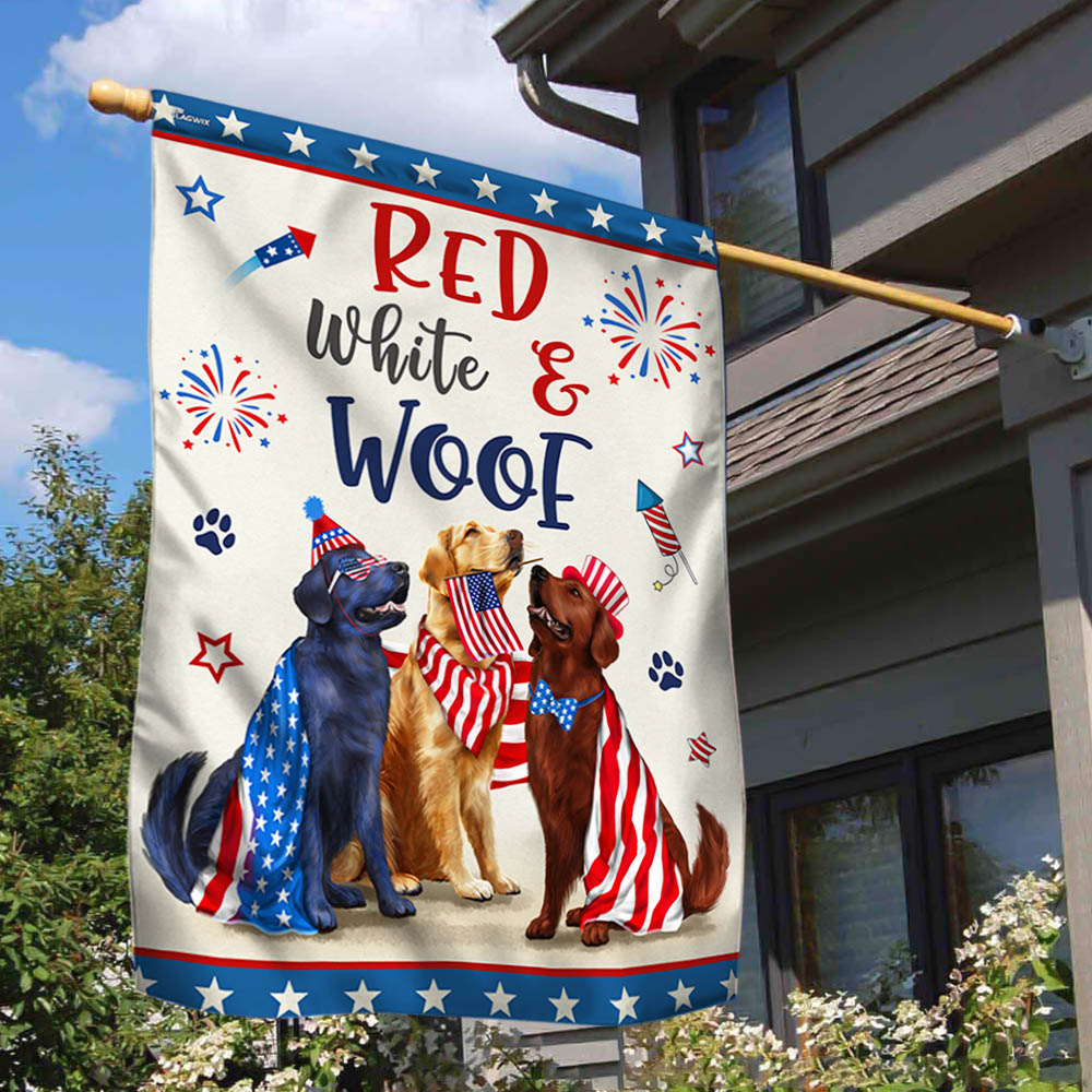 Red White & Woof Happy 4th of July Dogs Flag