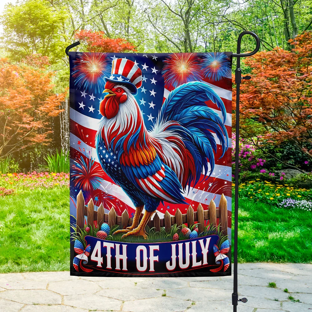 Rooster Happy 4th Of July Flag TQN3052F