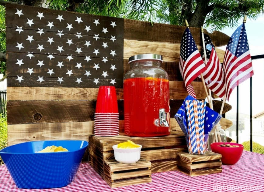 Flag-Themed Beverage Station