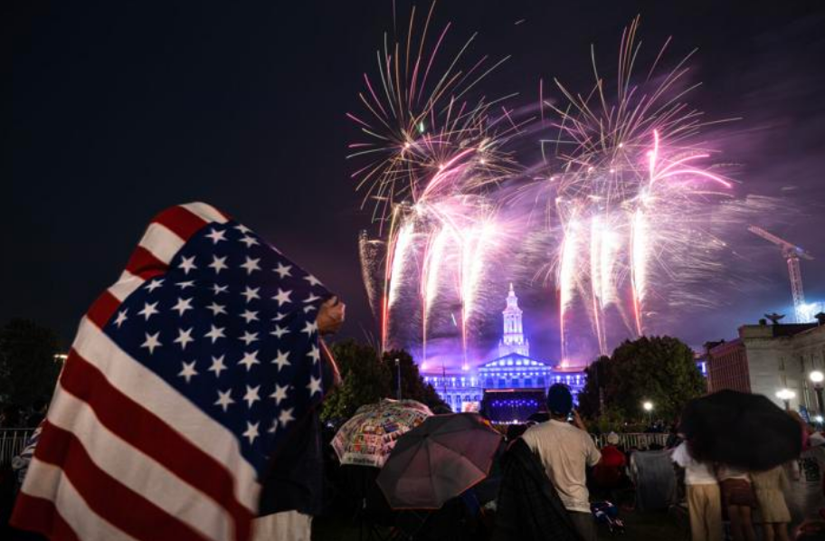 Flag-Inspired Firework Display