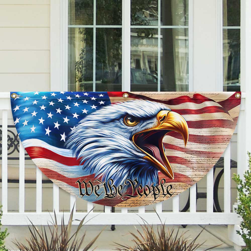 We The People Eagle Independence Day 4th Of July Non-Pleated Fan Flag