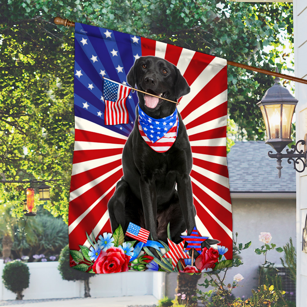 Black Labrador Retriever Black Lab 4th Of July Independence Day Flag