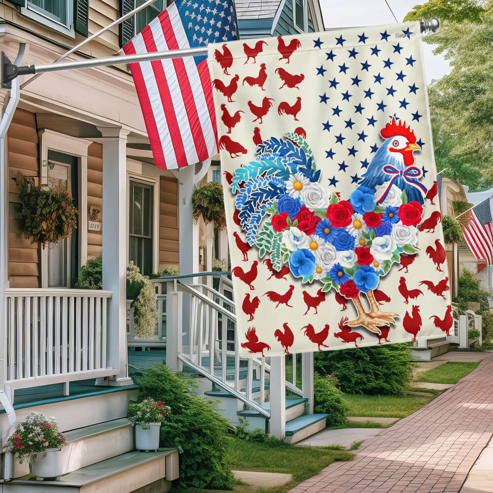 Chicken America 4th July Flag