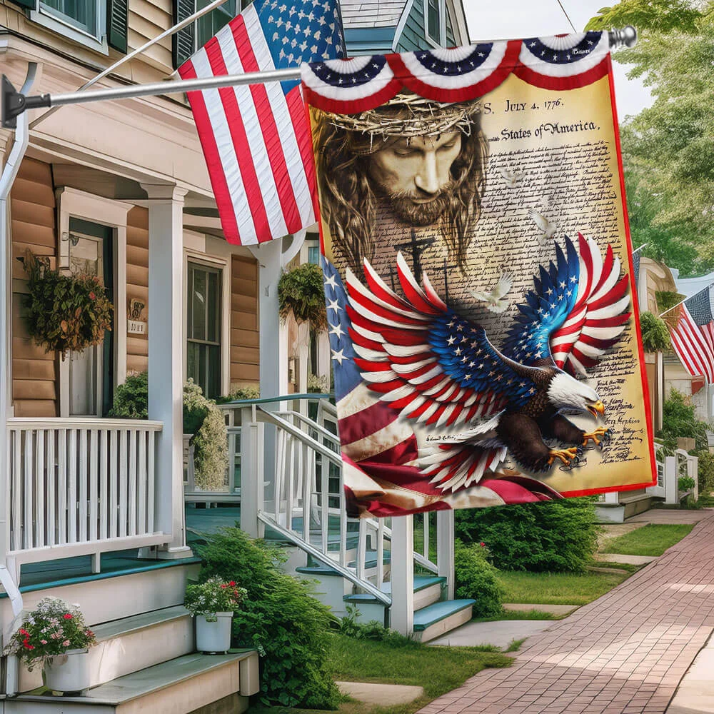 Eagle Christian Jesus American Flag
